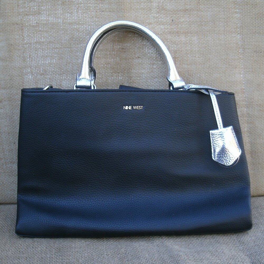 Black Nine West Tote Purse Faux Leather